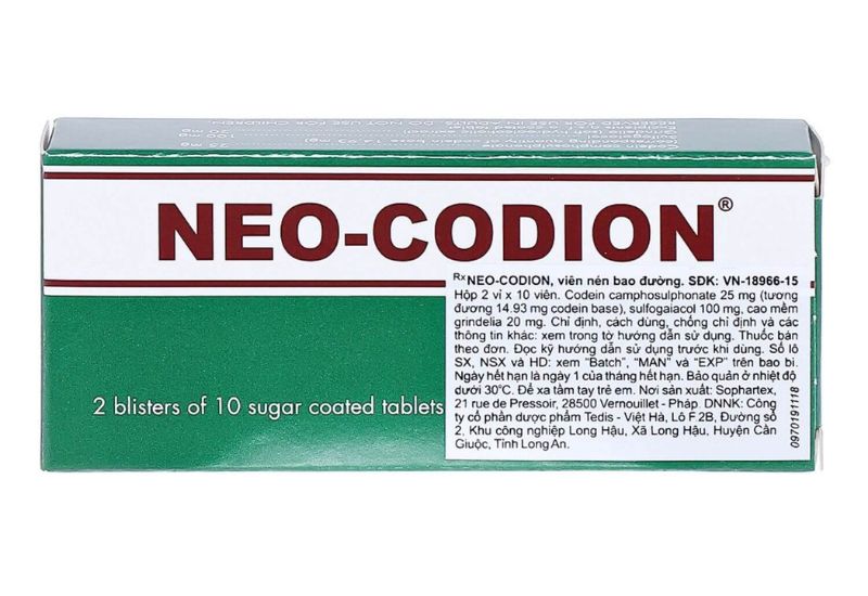 Neo Codion: Thuốc kê đơn điều trị ho khan do kích thích