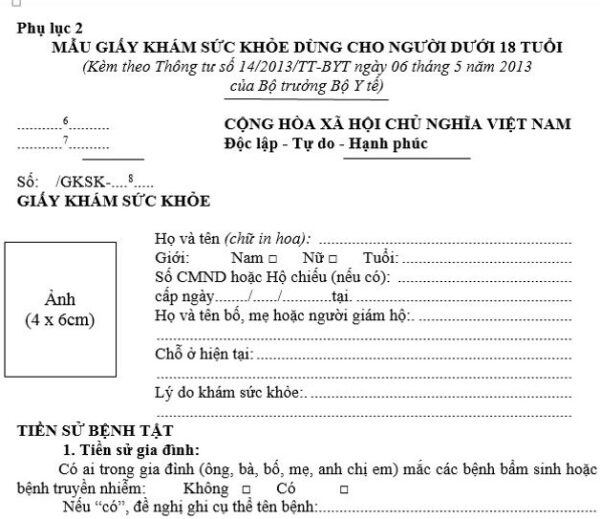 Tổng hợp các mẫu hồ sơ khám sức khỏe định kỳ phổ biến